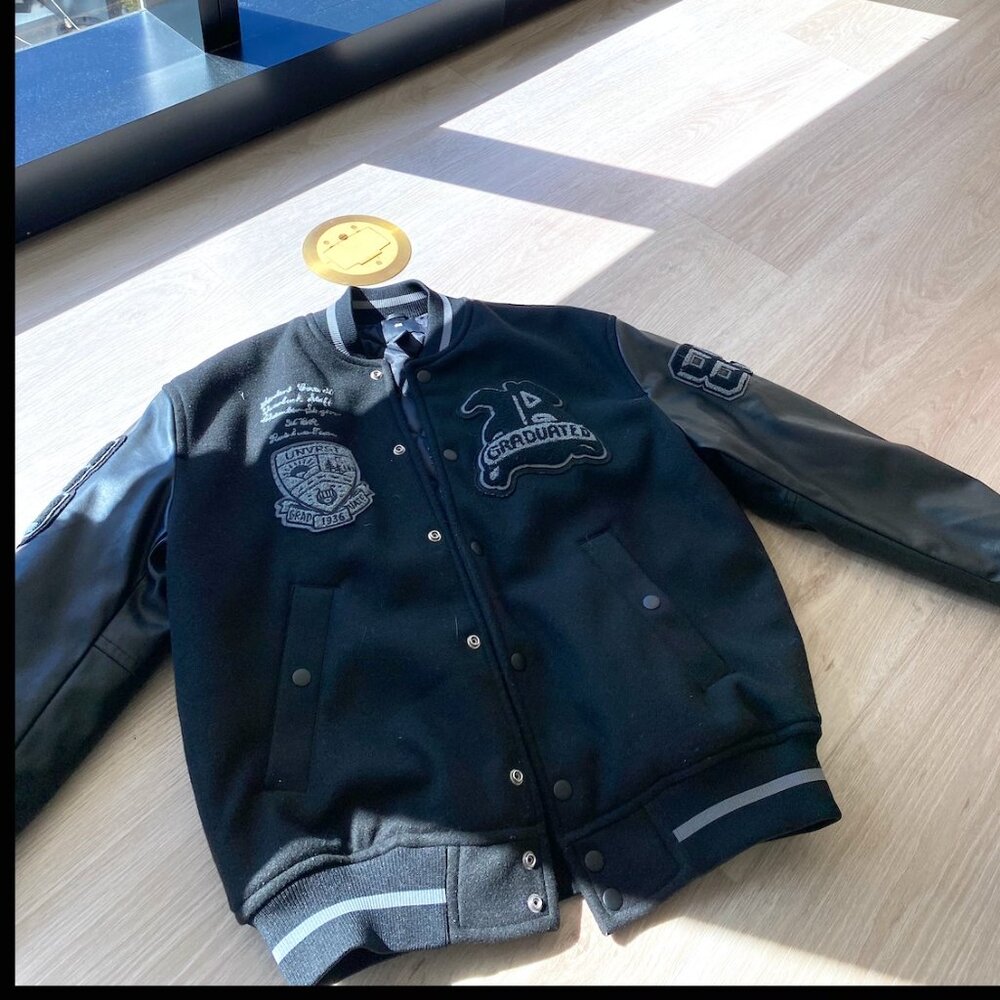 Oversized Black Varsity Jacket - image 1